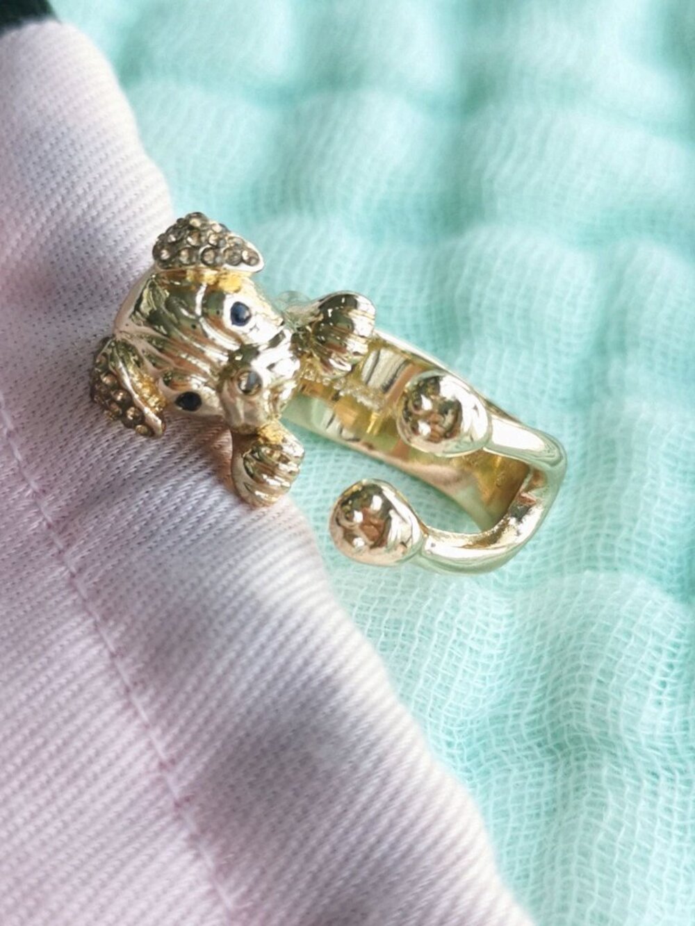 Kate Spade Puppy Wrap Ring #7 Gold Tone Glamour w/ Dust Bag New - Picture 2 of 3